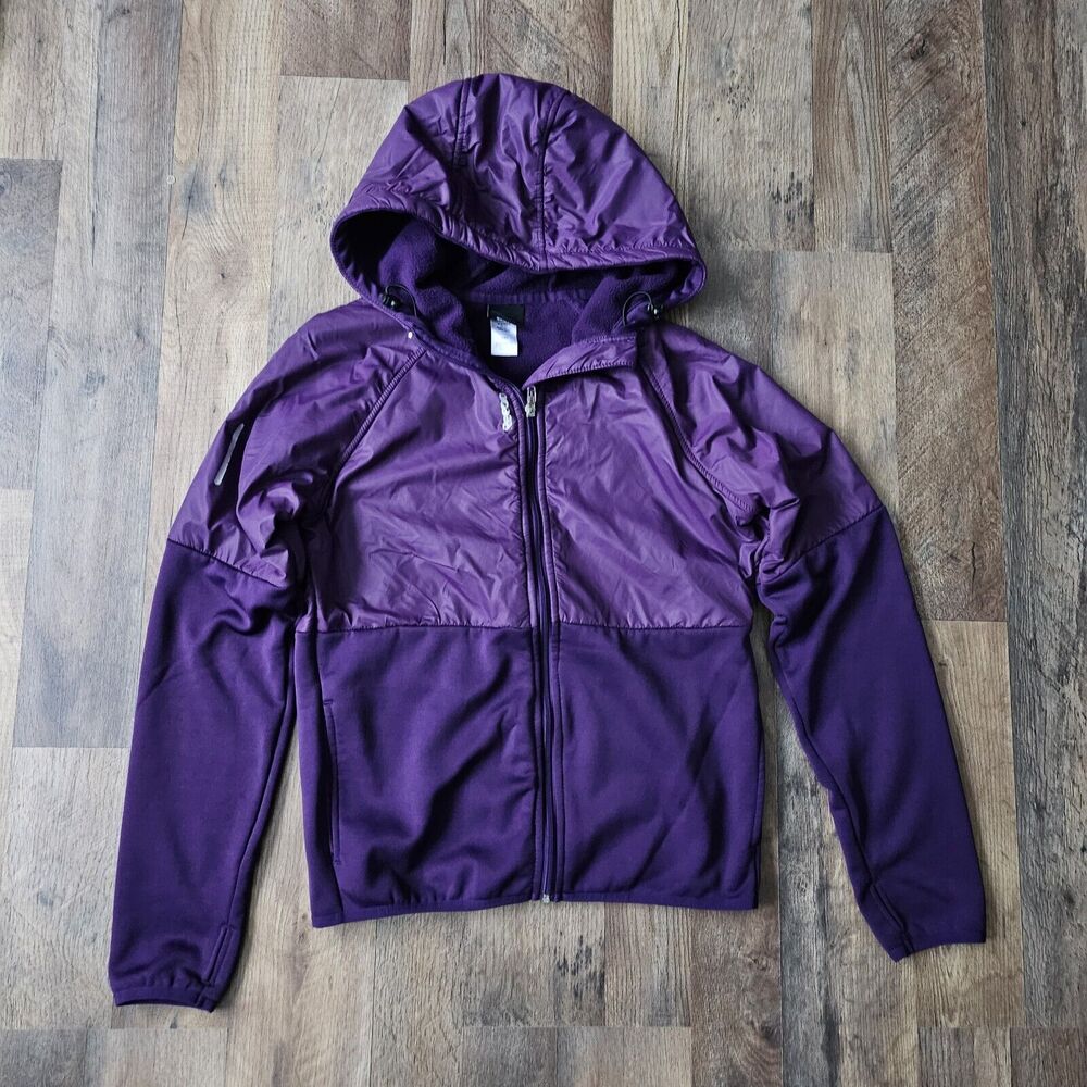 Reebok Women's Hybrid Full Zip Fleece Lined Hoodie Jacket Size Small Purple